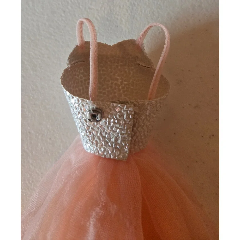 Vintage‎ Barbie Pink Tulle Ball Gown Silver Bodice Doll Dress 90s